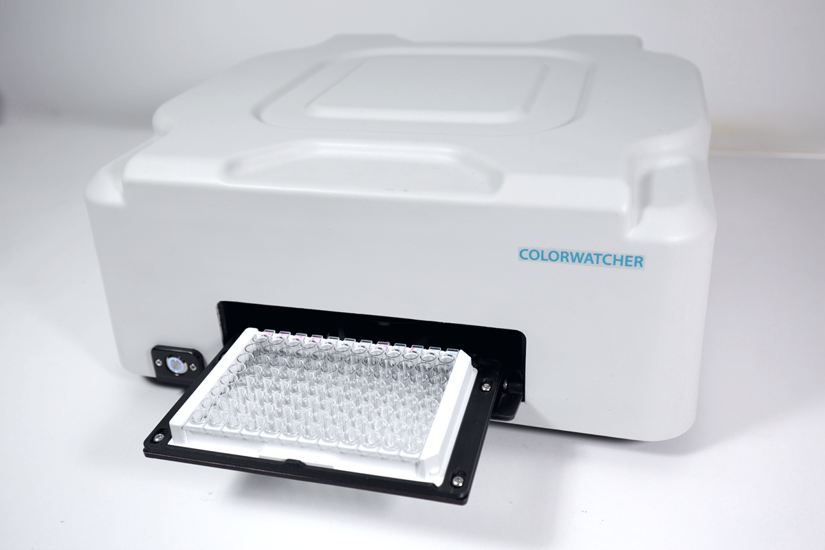 Colorwatcher — 96-well plate on automated tray